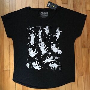 NWT Astronaut Cats In Space Heather Black T-Shirt Size Large Modcloth Kawaii